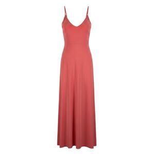 Bailey coral stretch knit maxi dress with v-neckline, spaghetti straps, relaxed